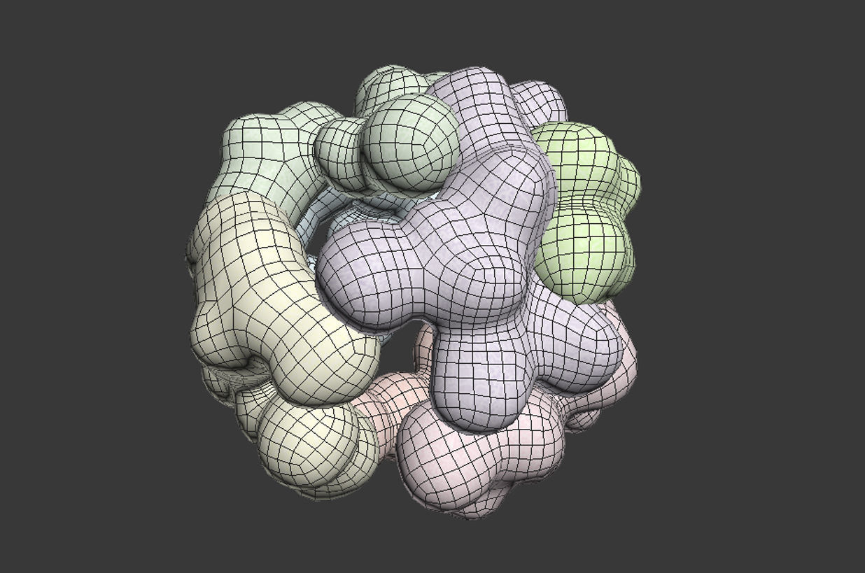Polyomavirus ball of particles 3D model_5