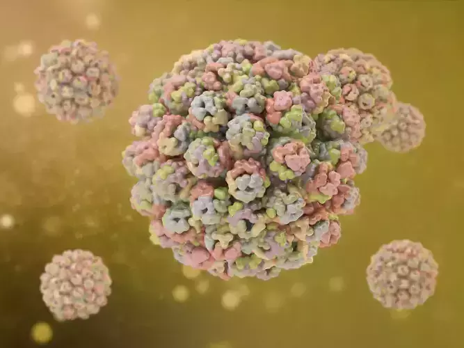Polyomavirus ball of particles 3D model