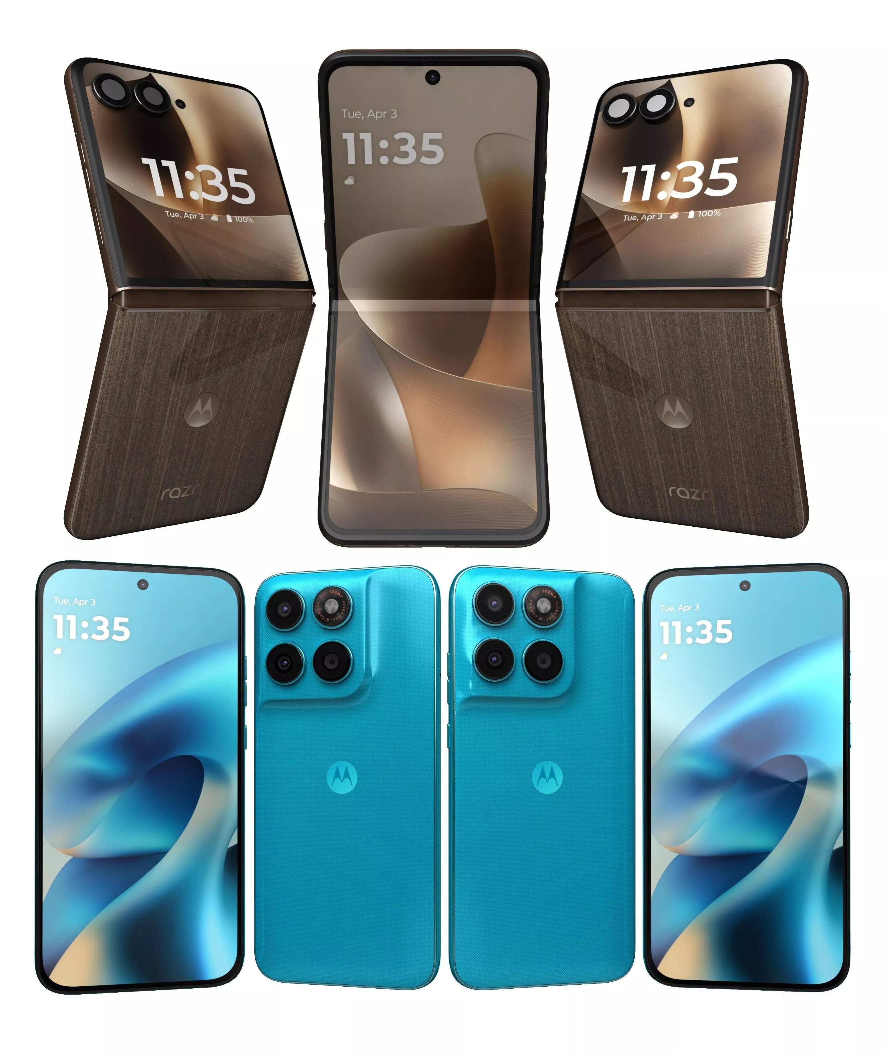 Motorola Razr 70 Ultra PANTONE Cocoa And Moto G87 Blue 3D model
