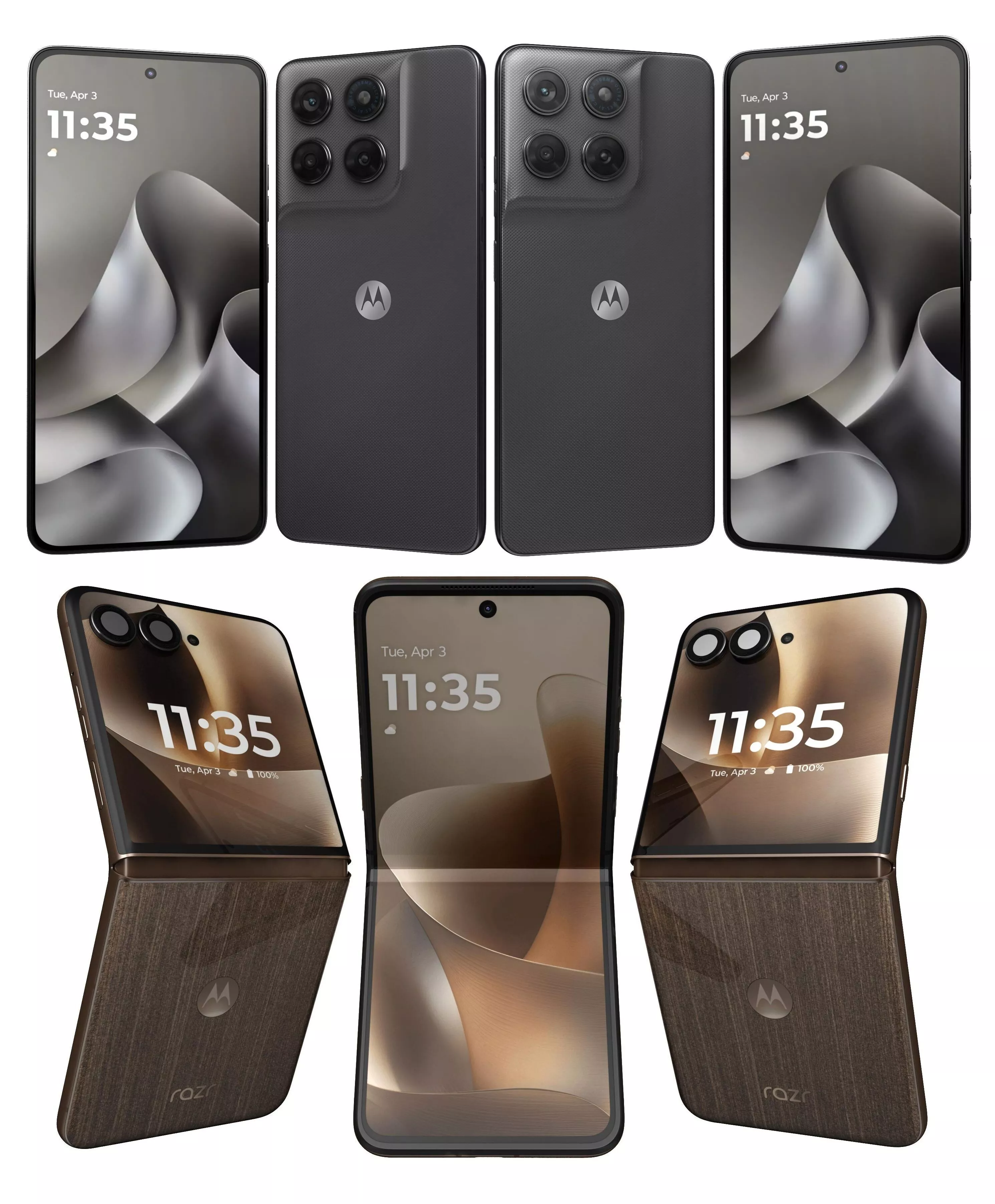 Motorola Moto G47 5G Black And Razr 70 Ultra PANTONE Cocoa 3D model