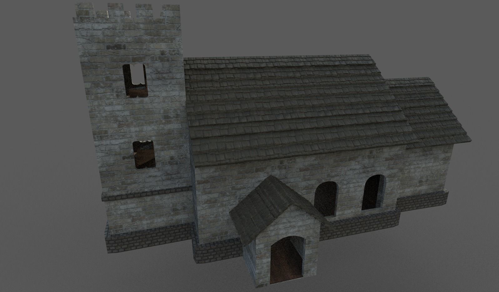 Church Building Low-poly 3D model_0