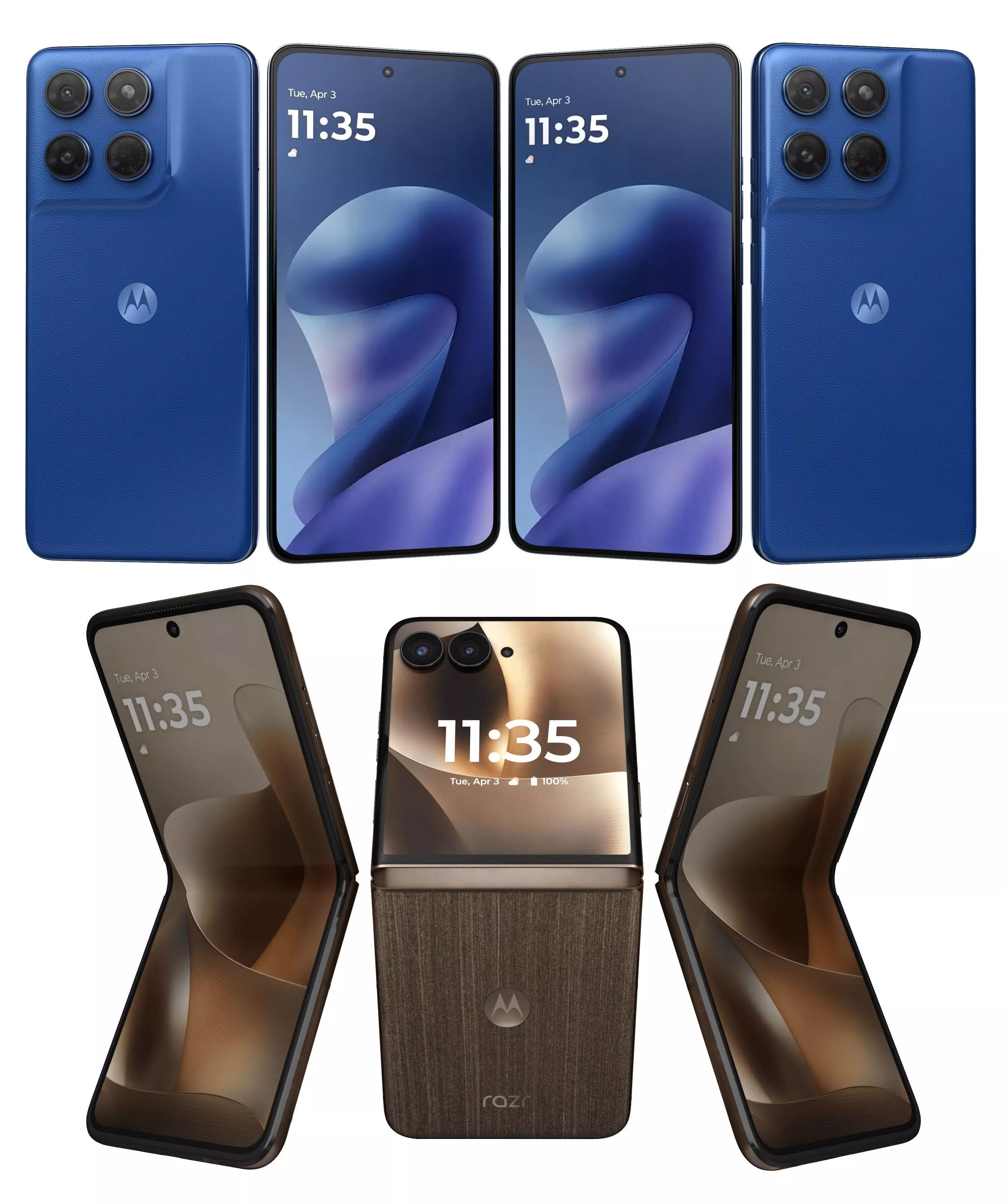 Motorola Moto G37 Power Pantone Blue And Razr 70 Ultra Cocoa 3D model
