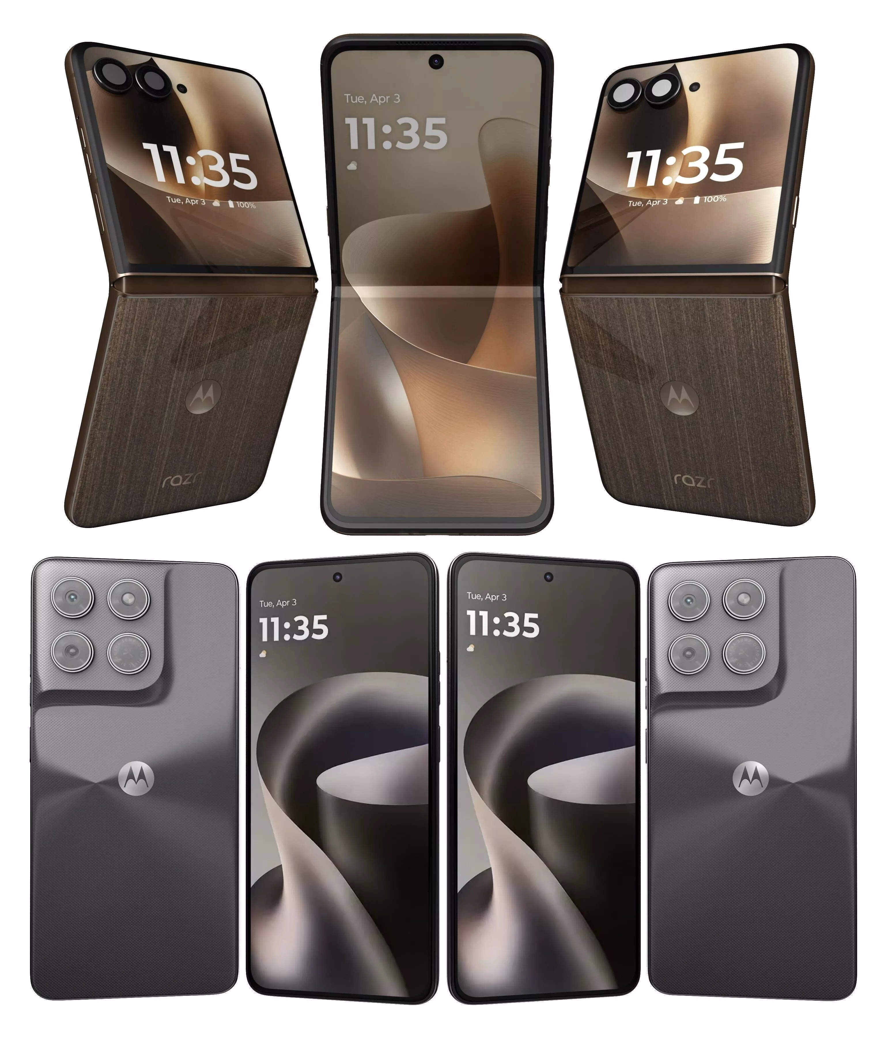 Motorola Razr 70 Ultra PANTONE Cocoa And Moto G37 5G Black 3D model