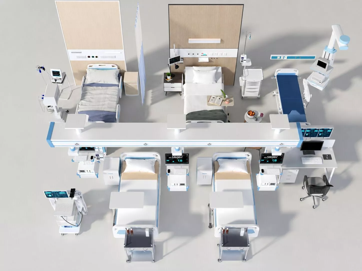 Modern Hospital ICU Ward and Patient Care Equipment Collection 3D model