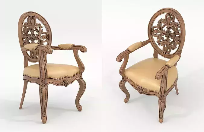 Royal Ivory Baroque Dining Set 4 3D model 6