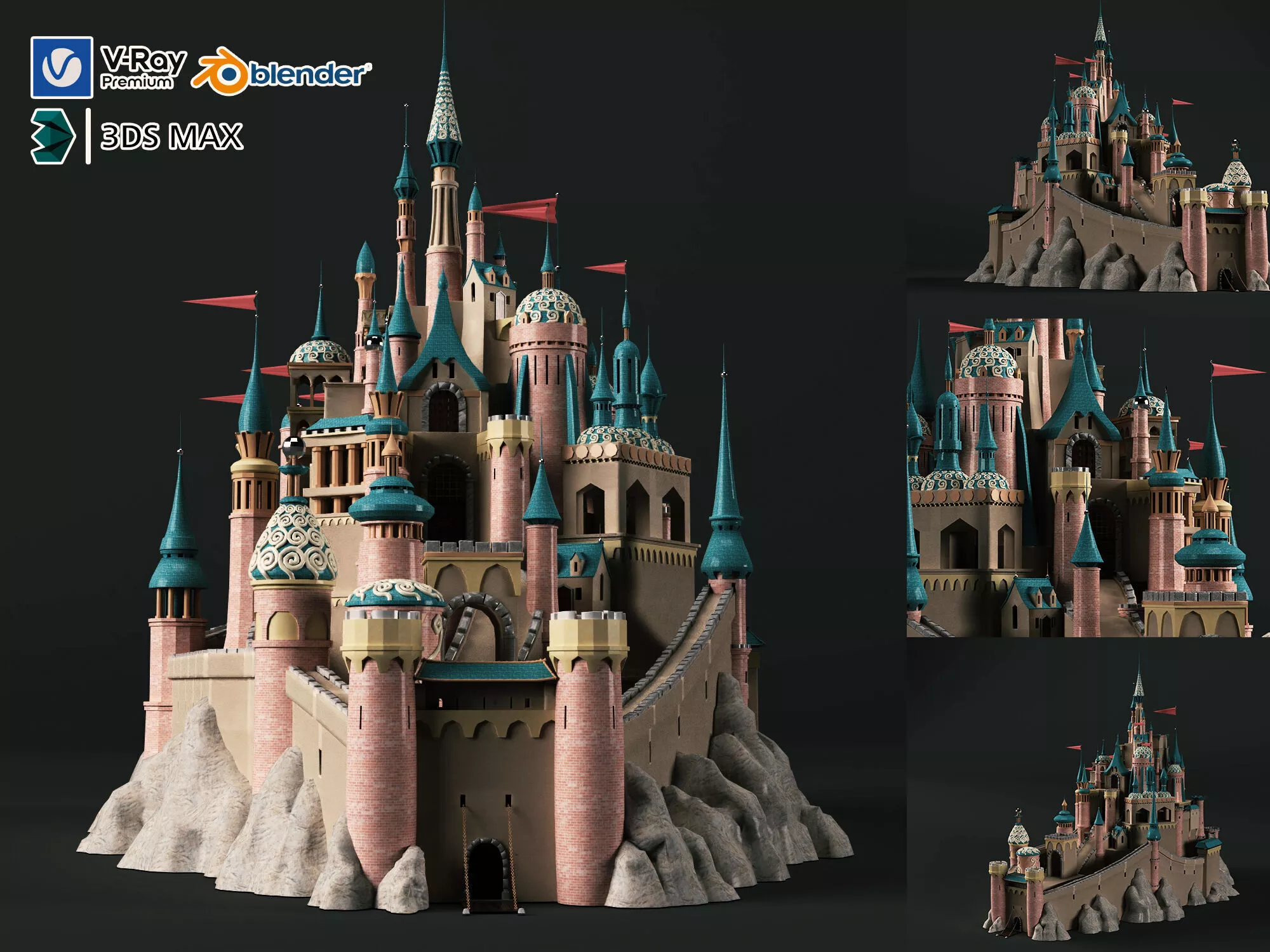 Fantasy Castle Playground and Amusement Architecture 3D model