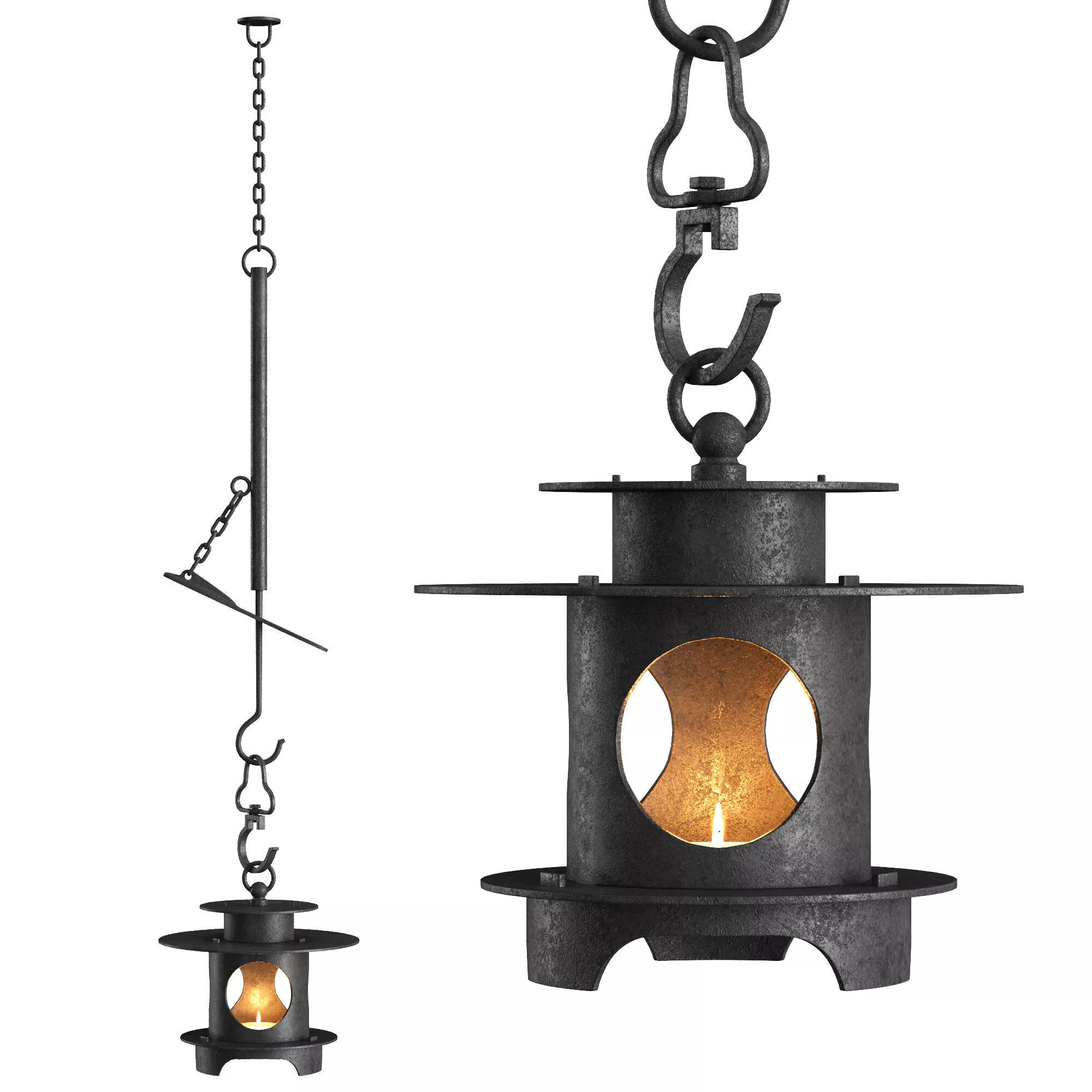 Japanese Wabi Sabi Zen Iron Tea Lantern 3D model