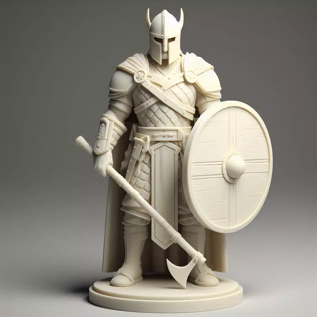 4169 Viking Warrior with Shield and Axe Minimalist Statue 3D print model