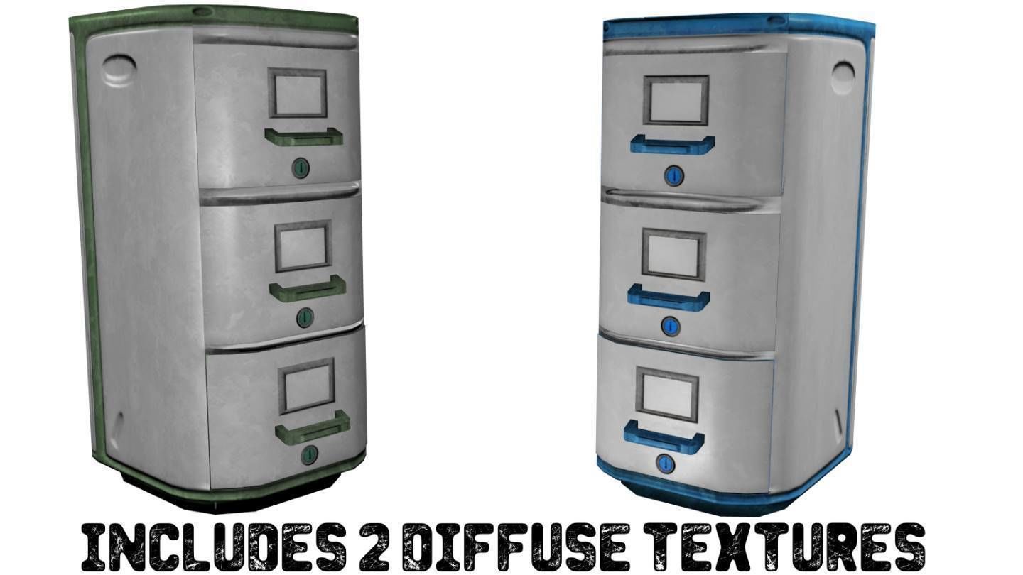Futuristic Filing Cabinet -- Game-Ready Low-poly 3D model_1