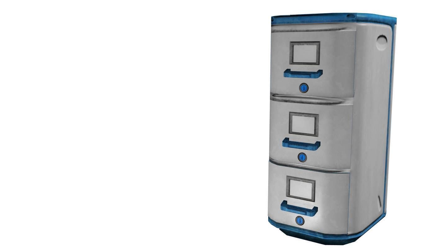 Futuristic Filing Cabinet -- Game-Ready Low-poly 3D model_2
