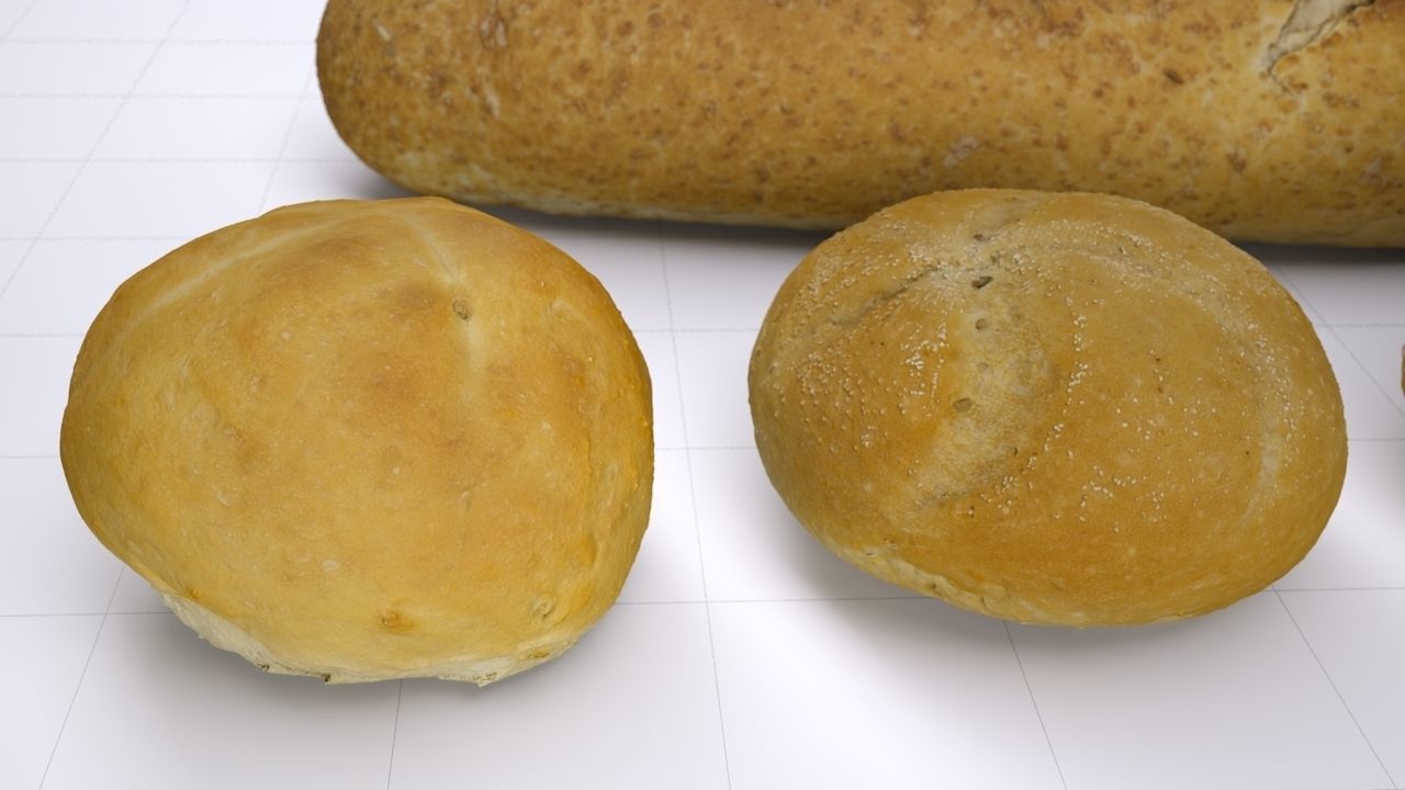 Bun Pack - 6 buns and 1 baguette - High resolution 3d scan 3D model_2