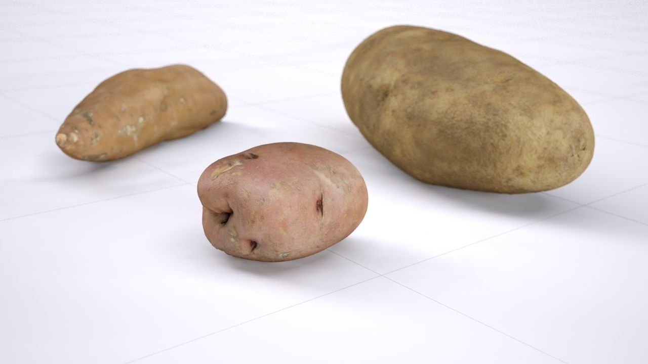 Potato pack- Russet yam and red potato- High resolution 3d scan 3D model_1