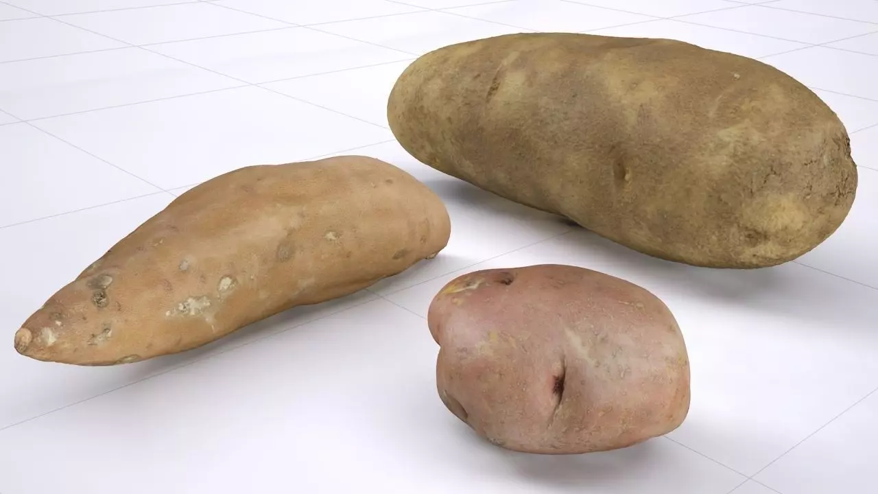 Potato pack- Russet yam and red potato- High resolution 3d scan 3D model_0