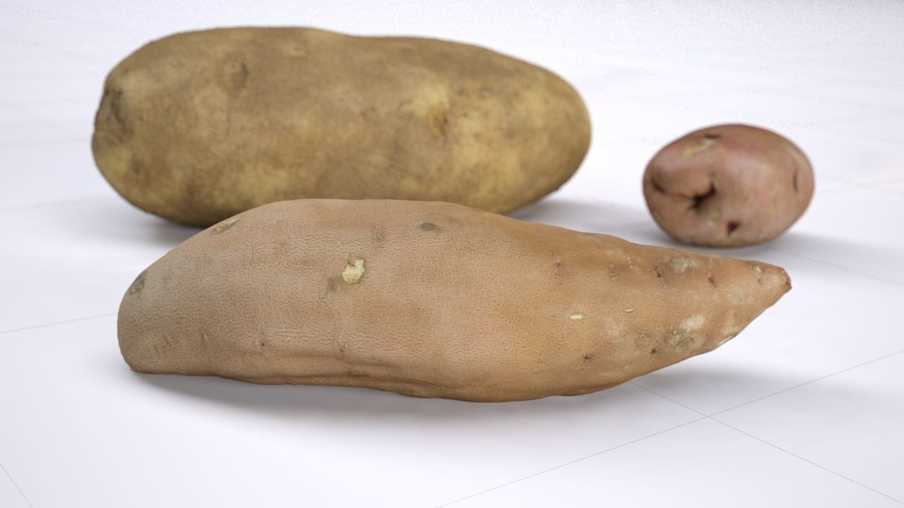 Potato pack- Russet yam and red potato- High resolution 3d scan 3D model_2