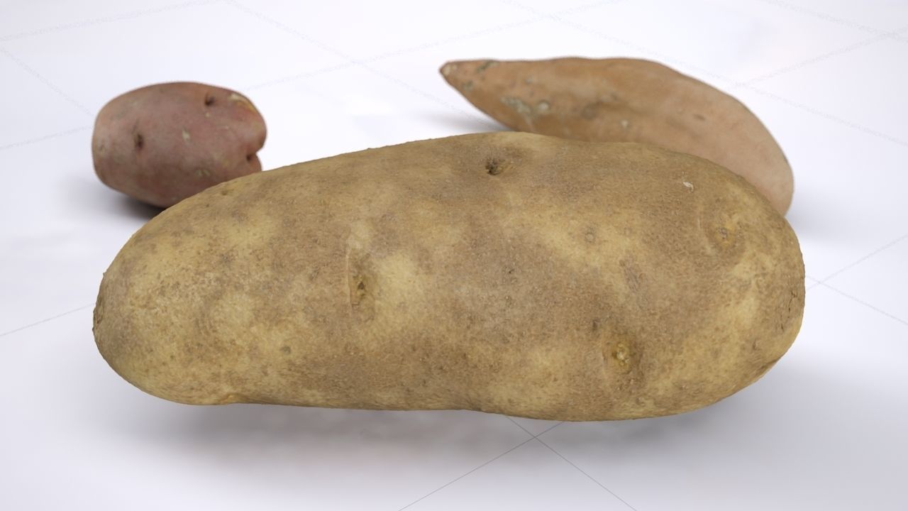 Potato pack- Russet yam and red potato- High resolution 3d scan 3D model_3