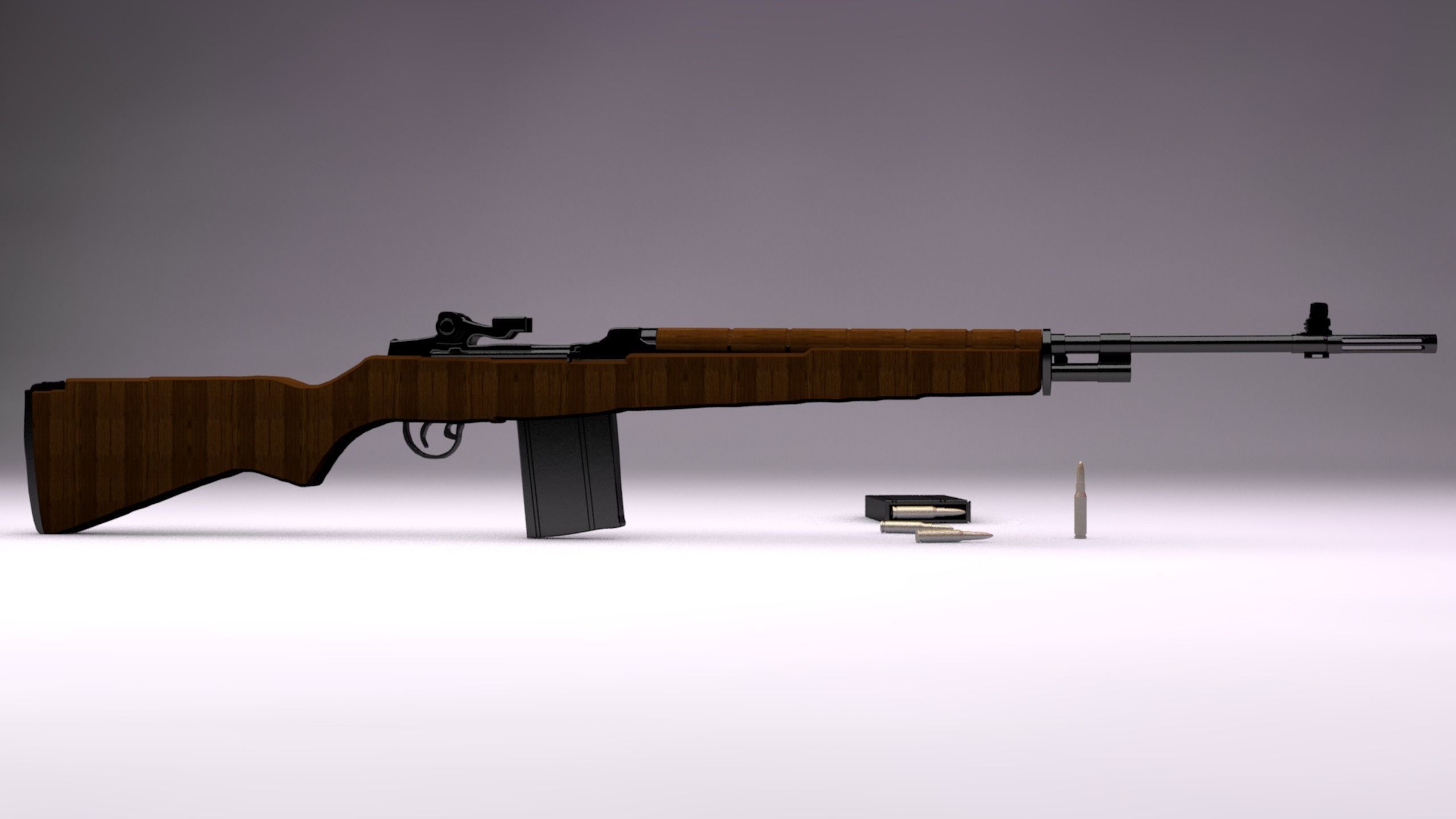 M14 - Game ready rifle Low-poly 3D model_2