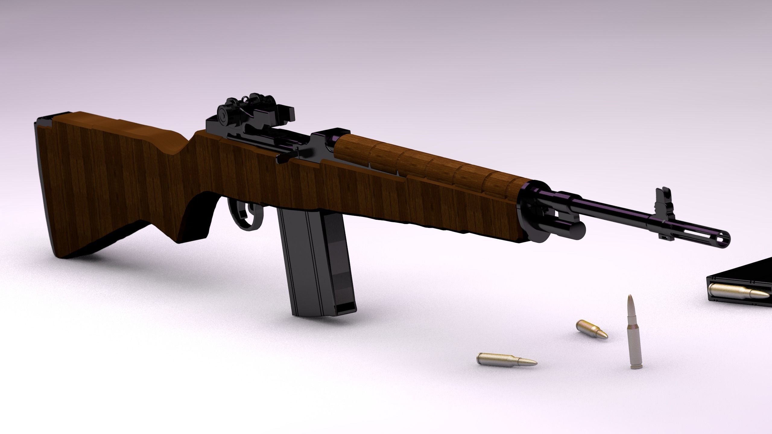 M14 - Game ready rifle Low-poly 3D model_1