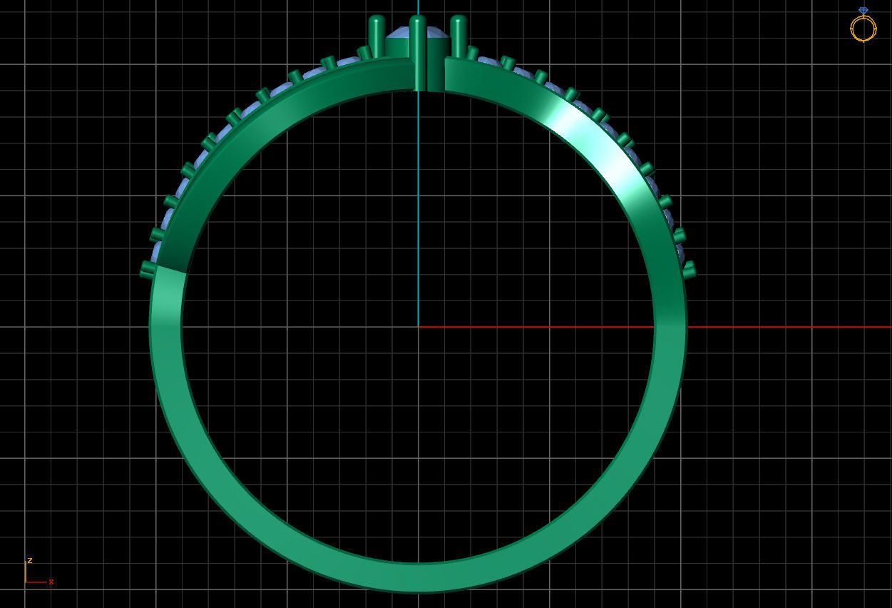 Ring diamond gold 3D print model_4