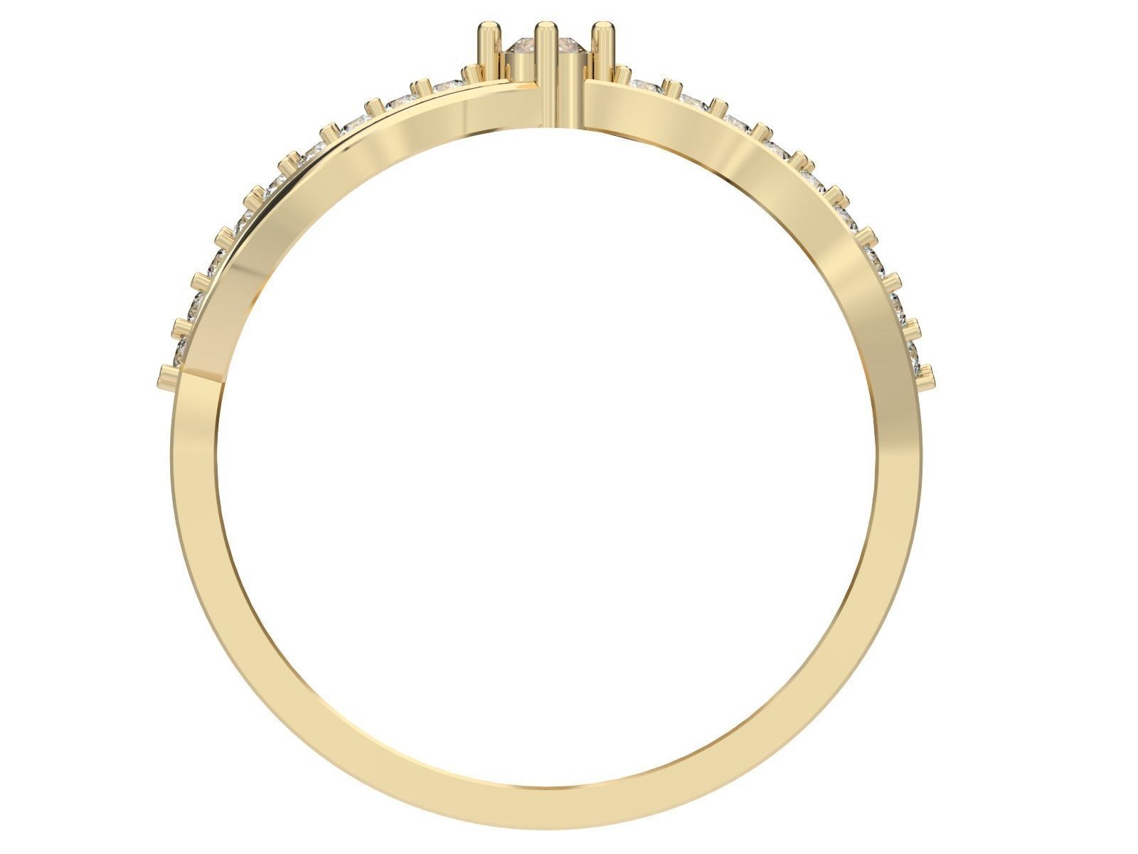 Ring diamond gold 3D print model_3