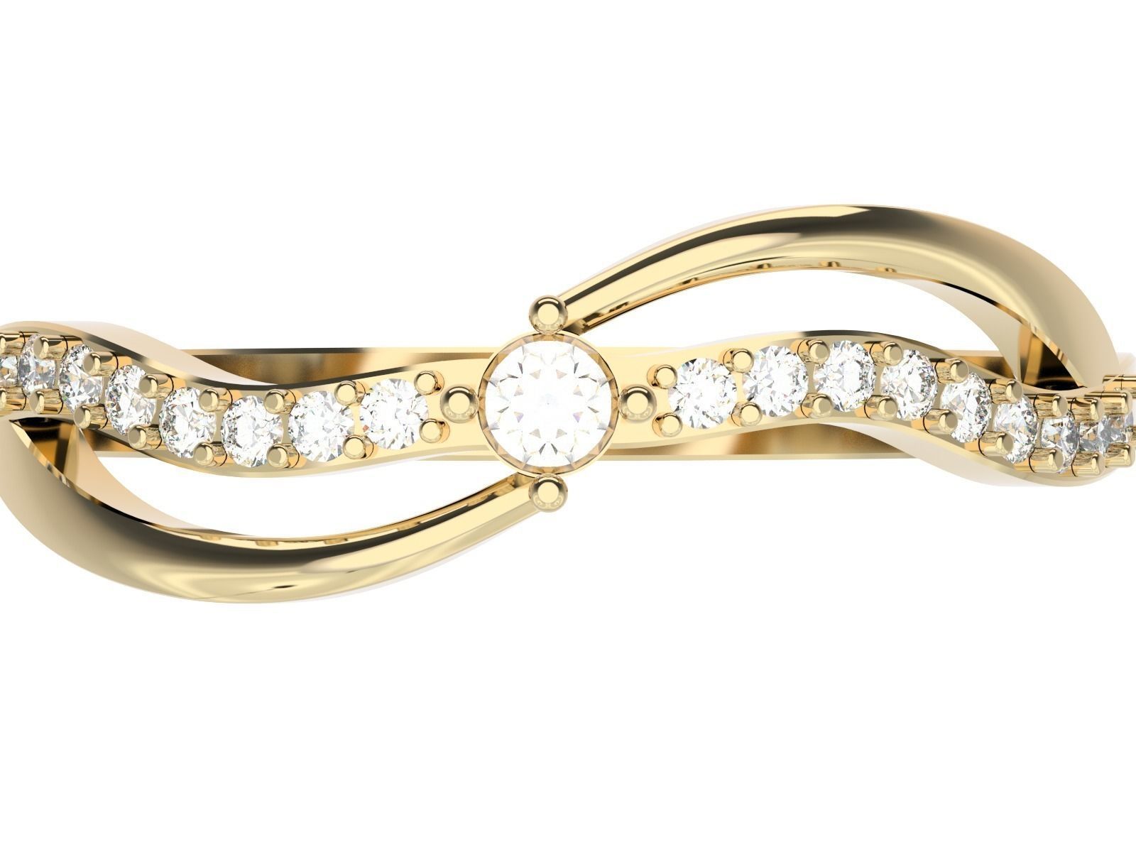 Ring diamond gold 3D print model_1