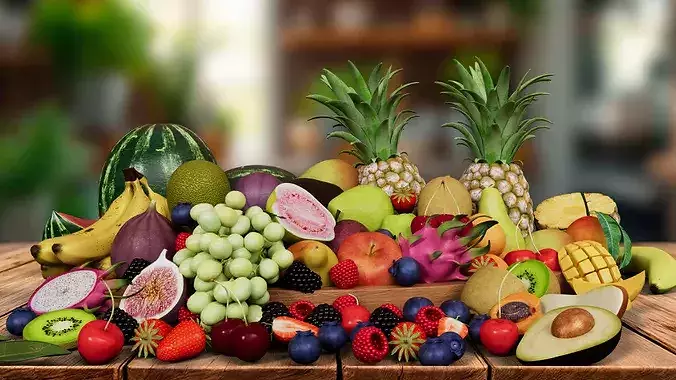 3D Fruits Collection Vol 01 Low-poly 3D model