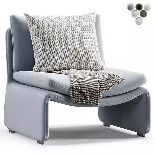 Maya White Faux Sheepskin Boucle Accent Chair 3D model 6