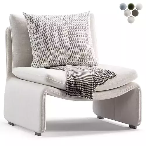 Maya White Faux Sheepskin Boucle Accent Chair 3D model 3