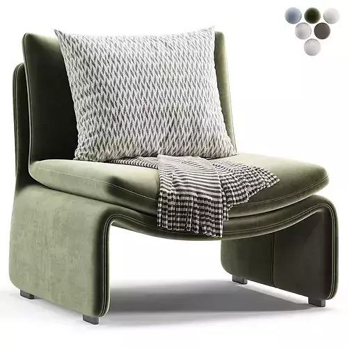 Maya White Faux Sheepskin Boucle Accent Chair 3D model 2