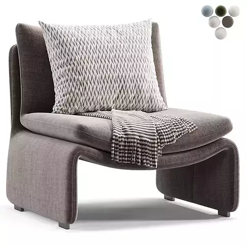 Maya White Faux Sheepskin Boucle Accent Chair 3D model 4