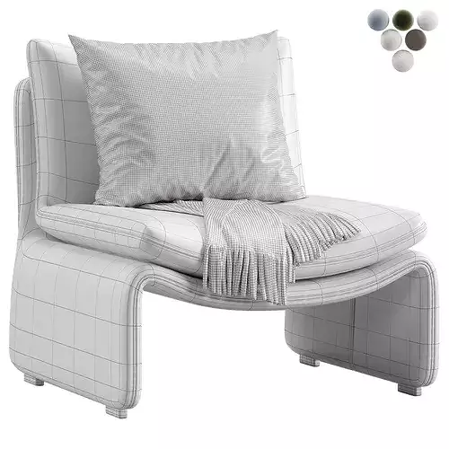 Maya White Faux Sheepskin Boucle Accent Chair 3D model 7