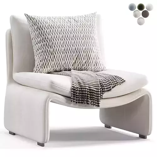 Maya White Faux Sheepskin Boucle Accent Chair 3D model