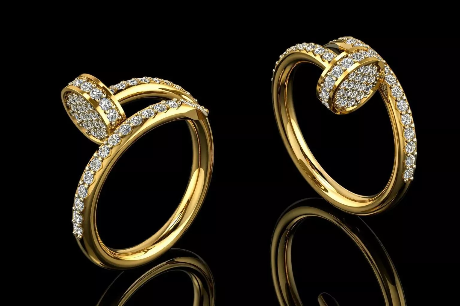 Nail Ring Brand Jewelry Gold Luxury Diamonds 3D print model