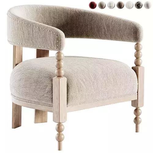 Contemporary Retro Armchair 3D model 5