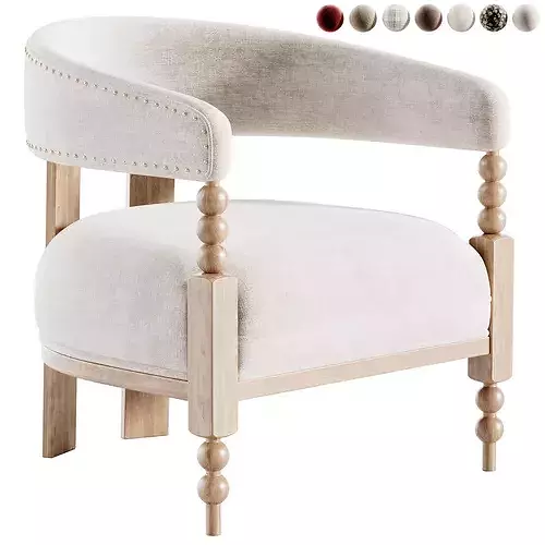 Contemporary Retro Armchair 3D model 6