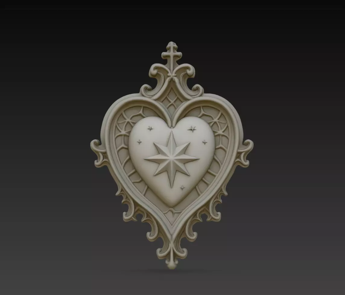 Sacred Heart Star Cross Wall Relief STL Print Model 3D print model