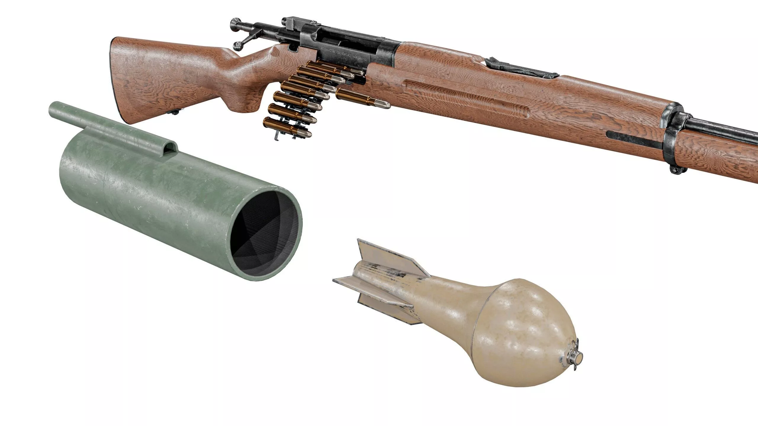 M1894 krag jorgsenson Rifle With Grenade Launcher Low-poly 3D model