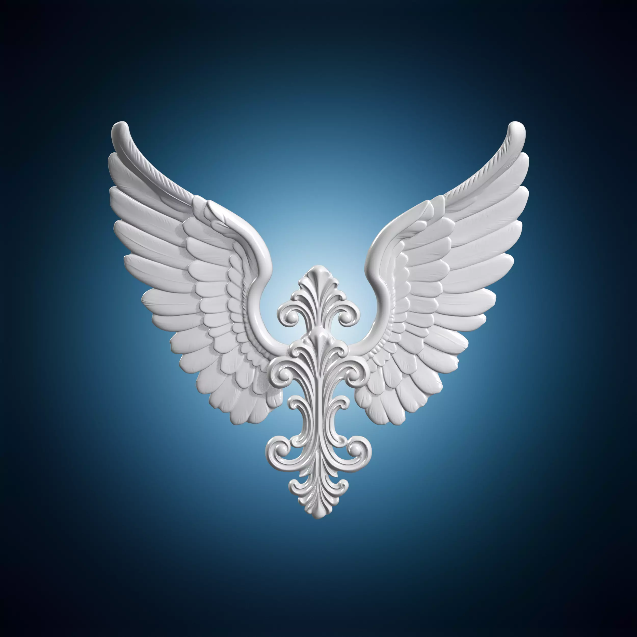 Baroque Angel Wings Wall Mount 3D Print Model 3D print model