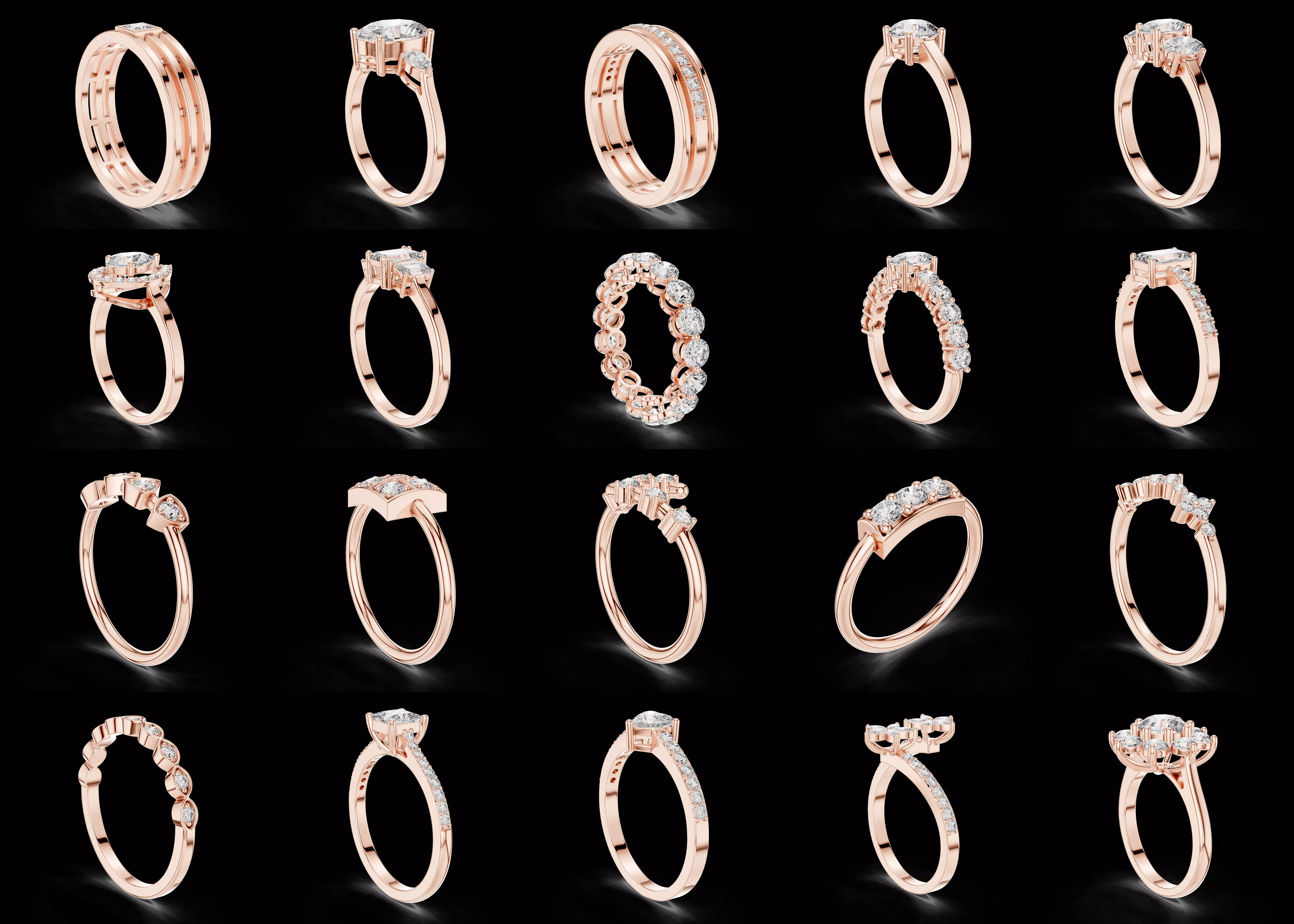 20 Designer Ring Combo Pack STL and 3DM CAD Models 3D print model