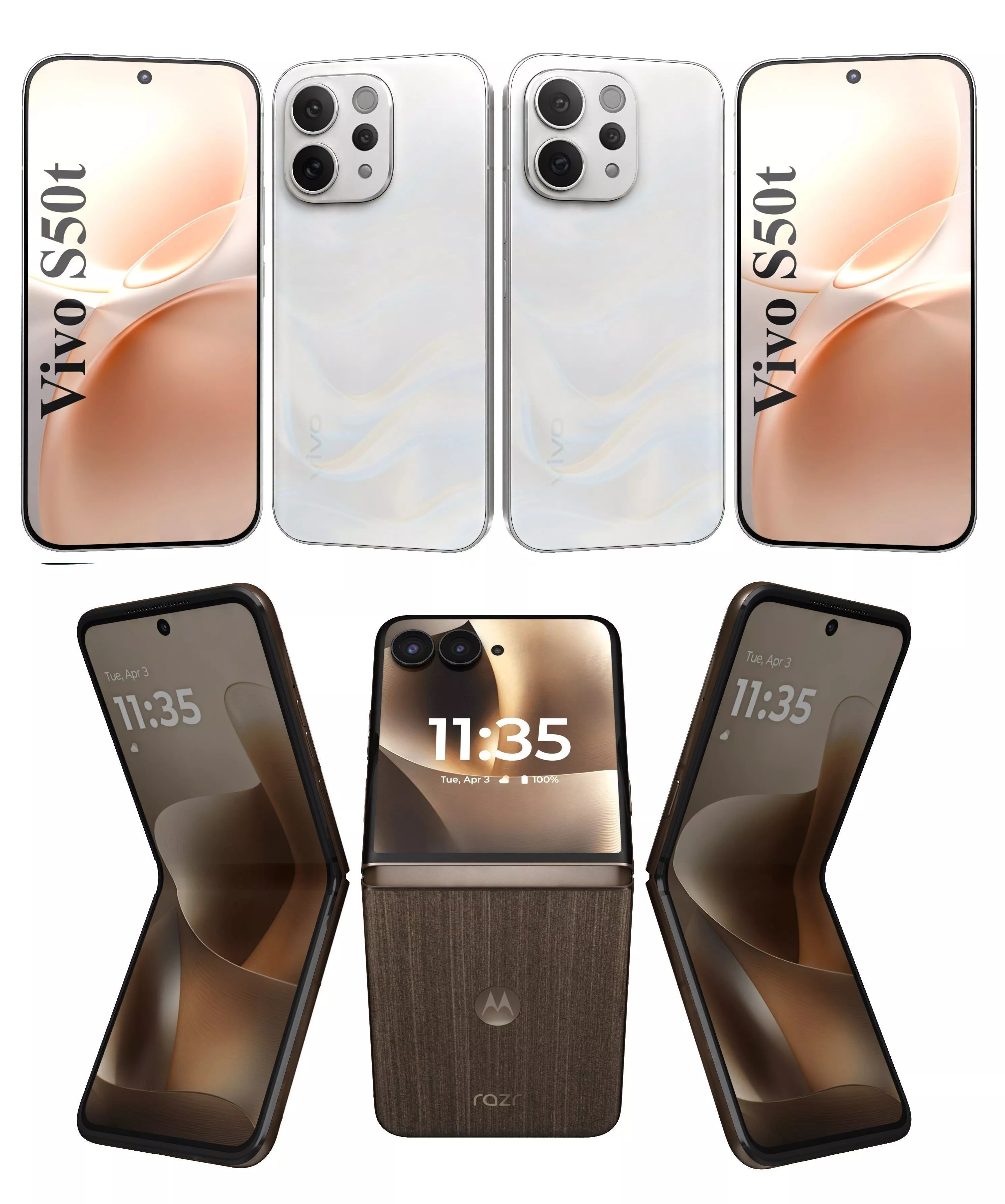 Vivo S50t Confession White And Motorola Razr 70 Ultra Cocoa 3D model