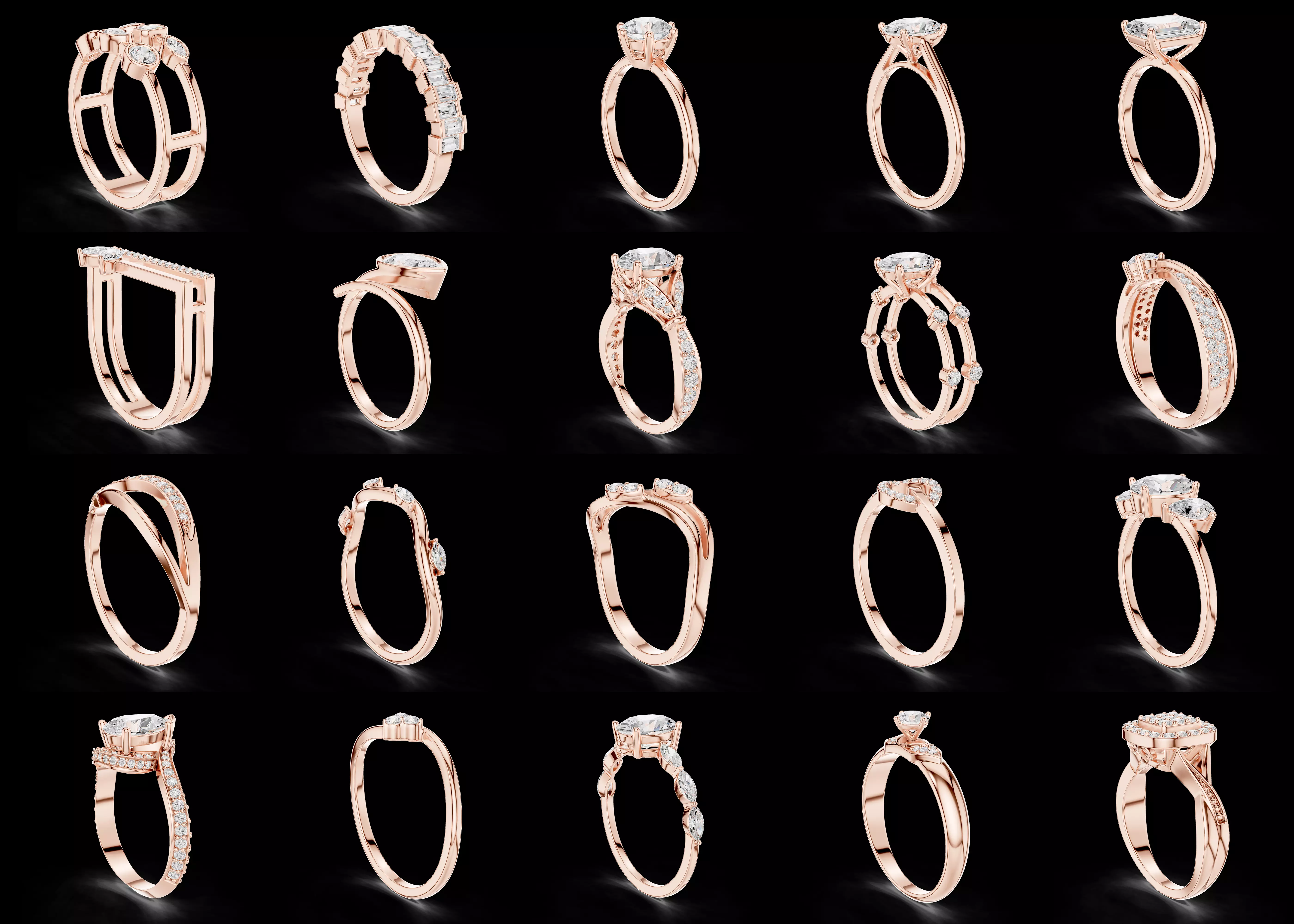 20 Contemporary Ring Combo Pack STL and 3DM CAD Models 3D print model