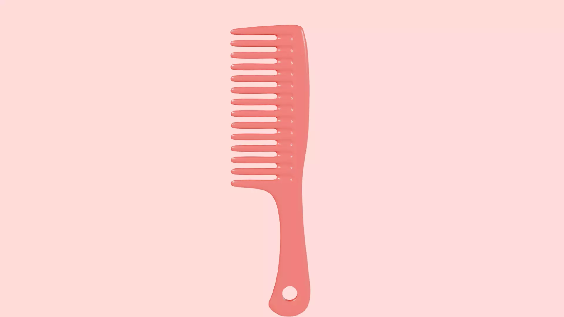 Wide Tooth Hair Comb Pink Plastic Styling Comb 3D model