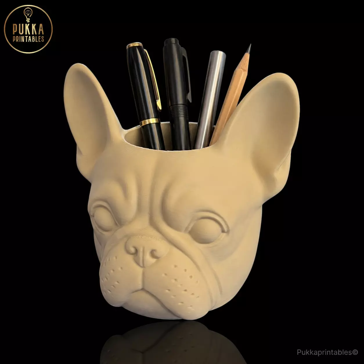 French Bulldog Pen Pot Planter STL for 3D Printing 3D print model