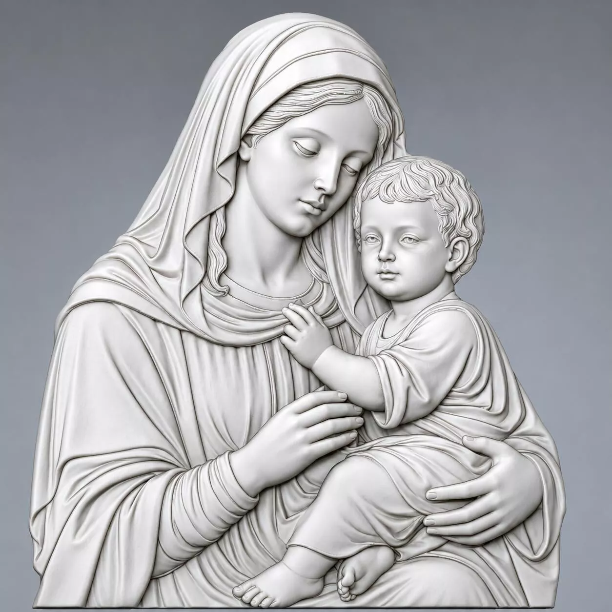 Vergine Maria con bambino- Madonna con Bambino stl 3D print model