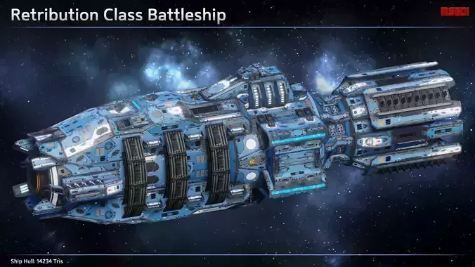 Spaceship Battleship Retribution Low-poly 3D model