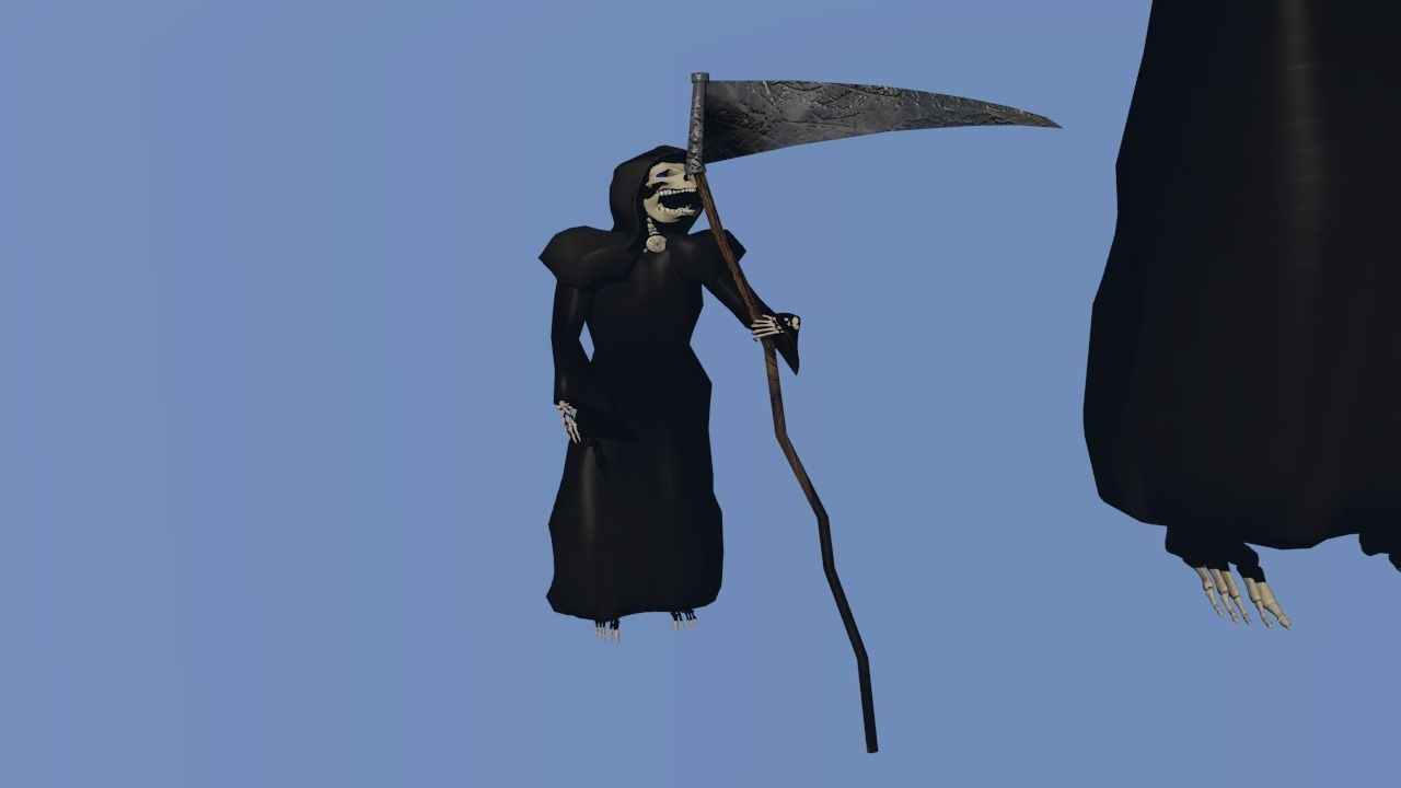 Death and rat death skeletons Low-poly 3D model_2