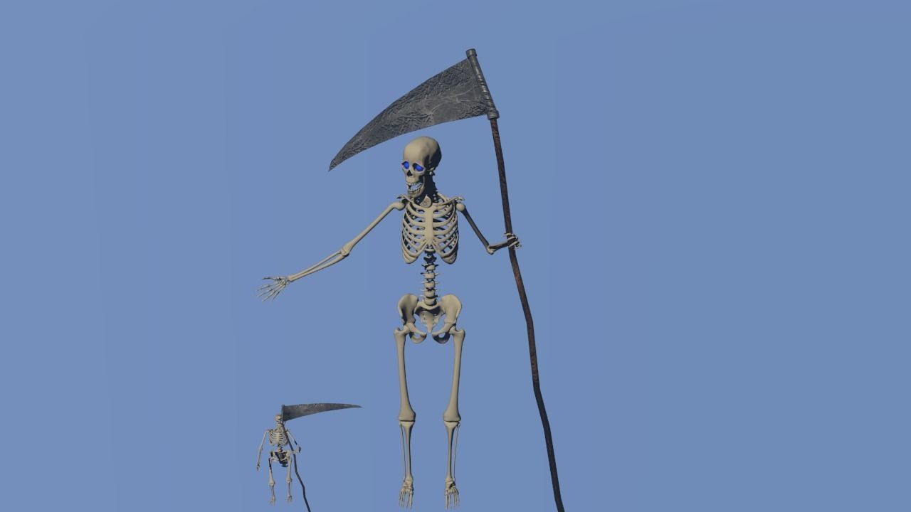 Death and rat death skeletons Low-poly 3D model_1