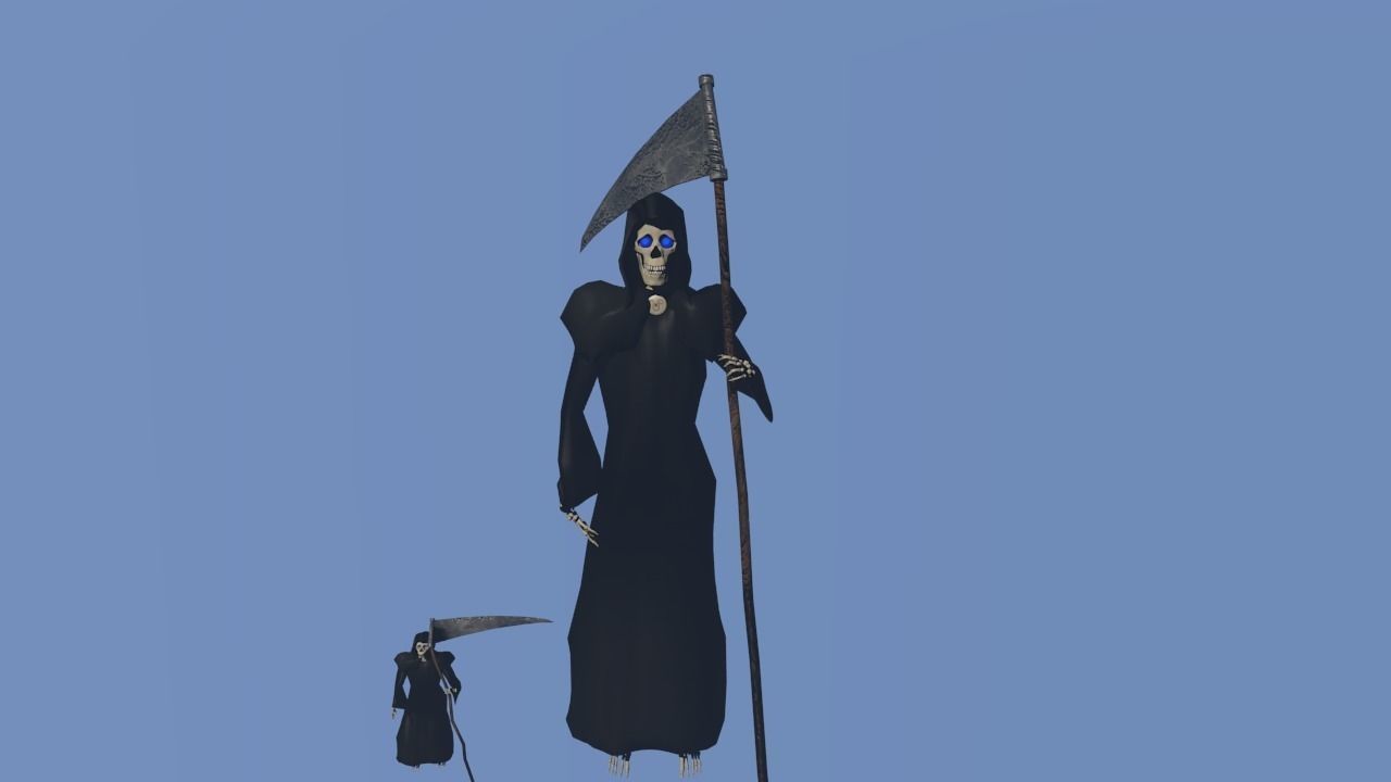 Death and rat death skeletons Low-poly 3D model_0