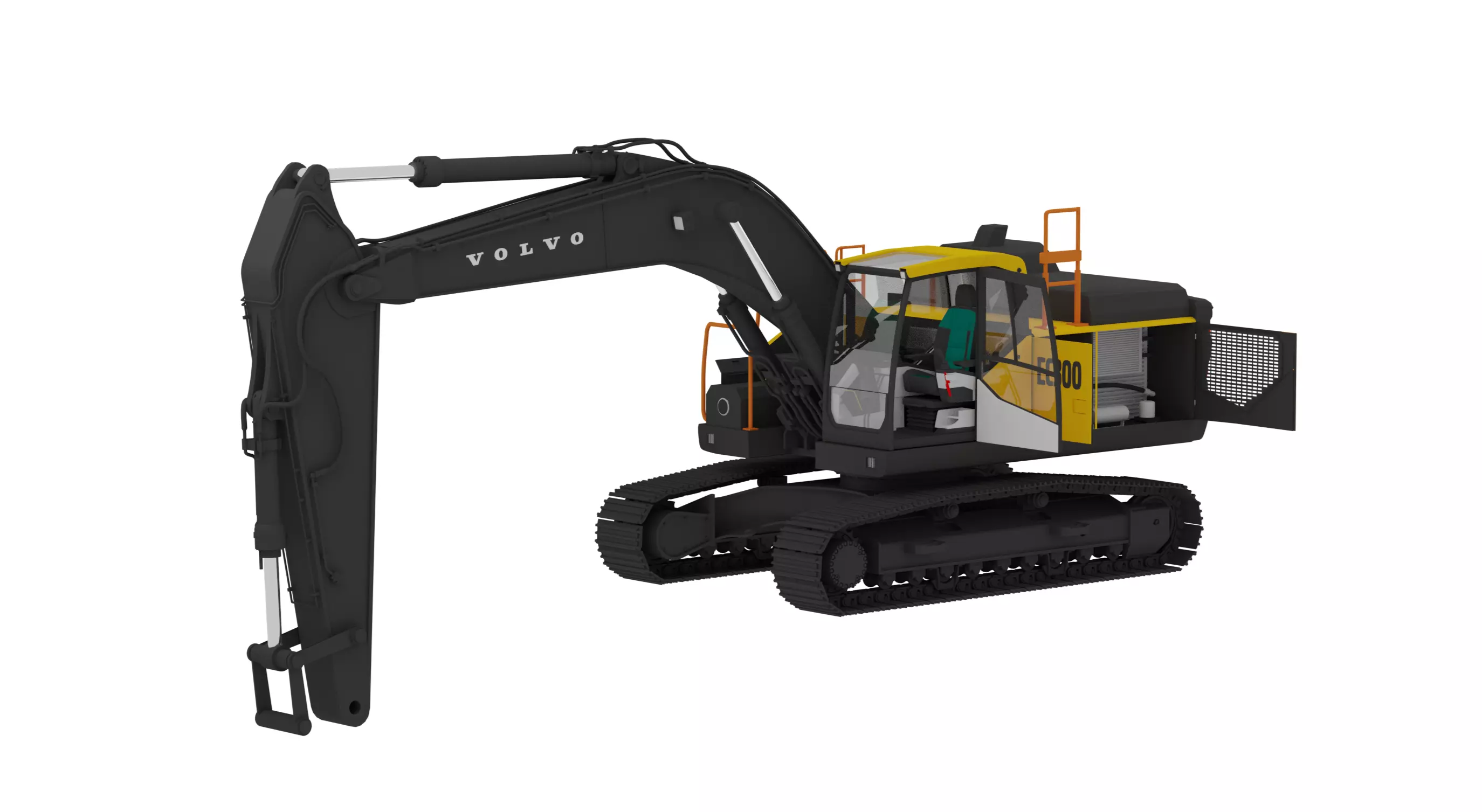 Volvo EC300F Excavator Low-poly 3D model