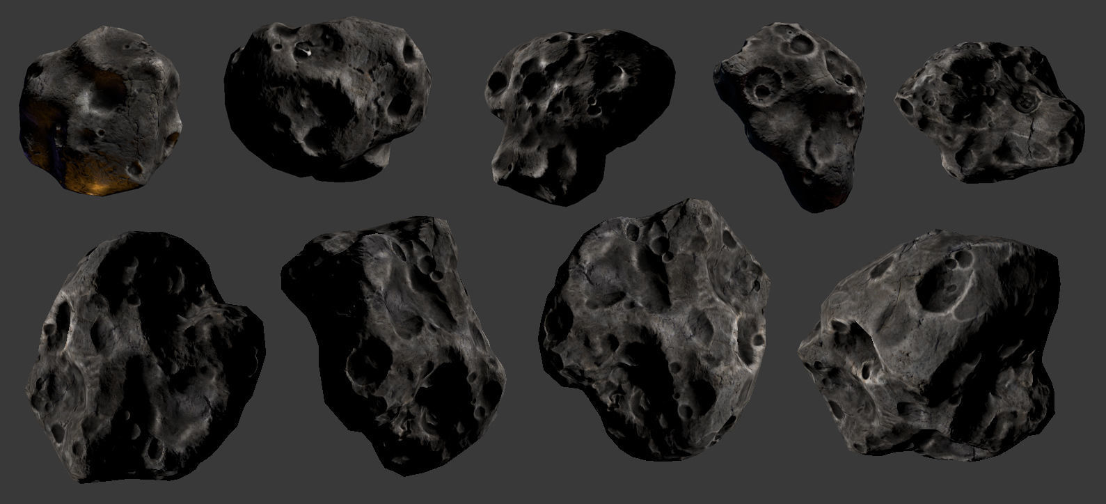 Low Poly Asteroids Low-poly 3D model_2