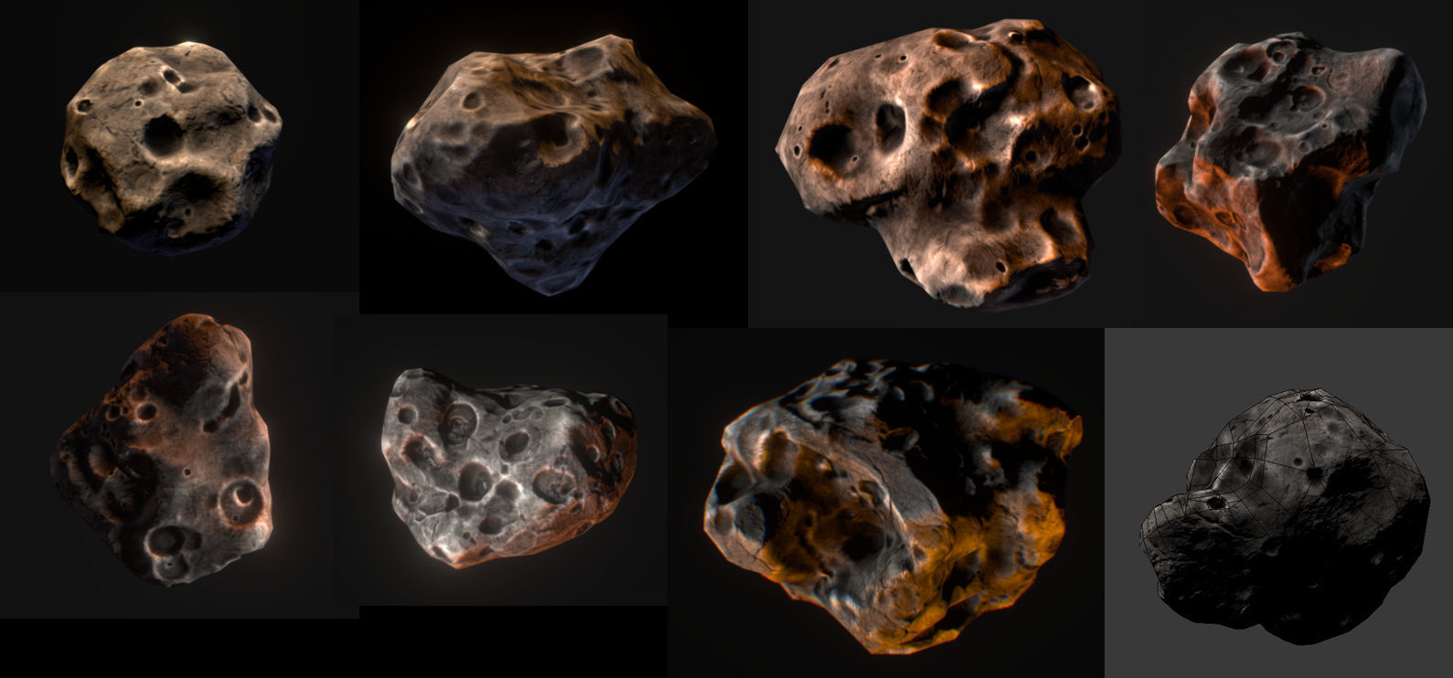 Low Poly Asteroids Low-poly 3D model_1